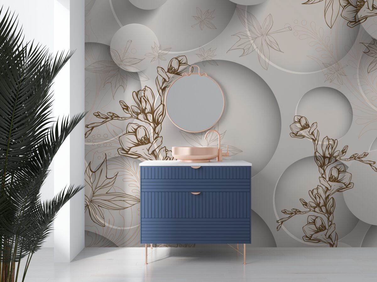 Papier peint Les magnolias sont blancs et de forme ronde