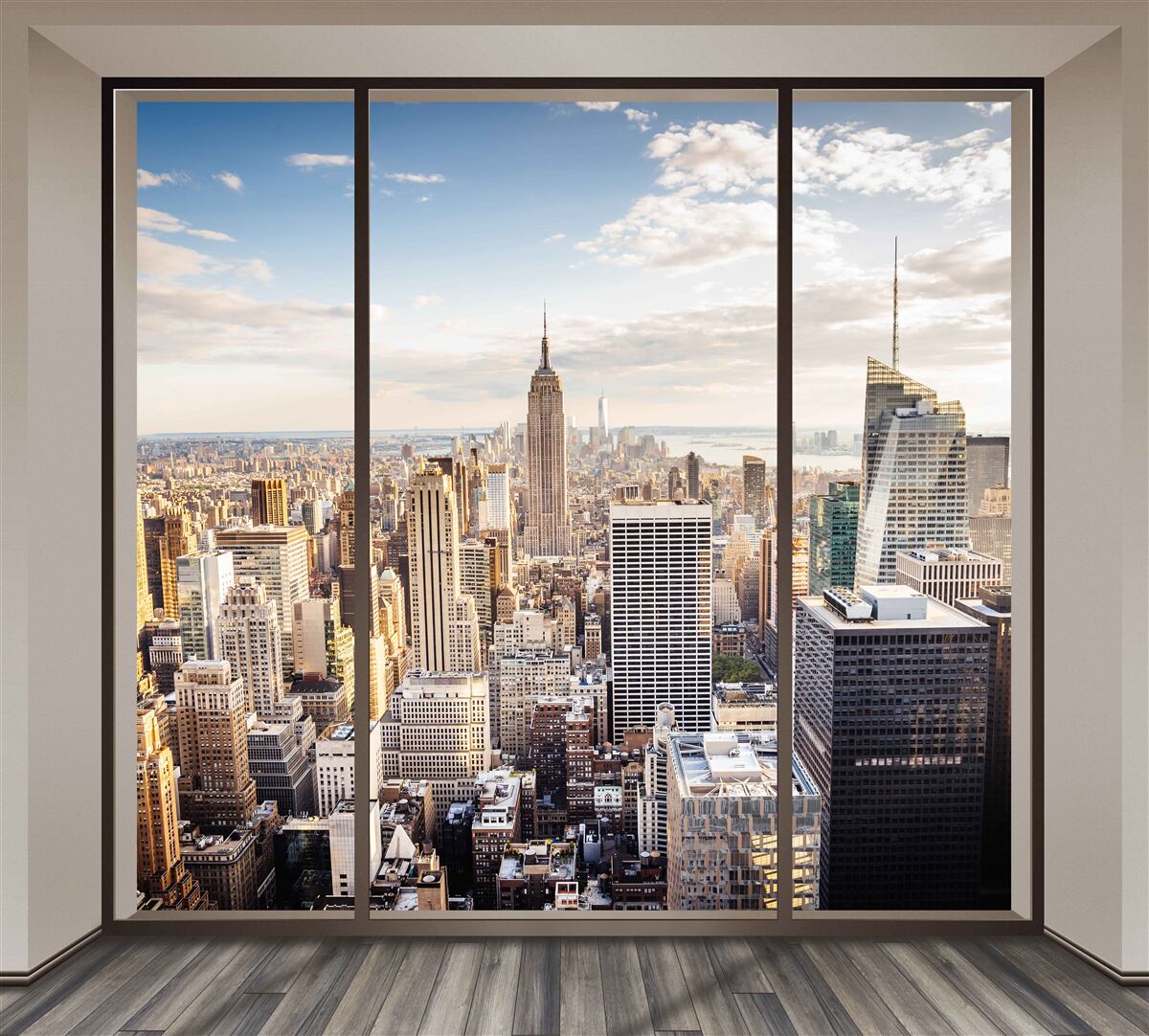 Papier peint vue de la fenetre de new york le matin