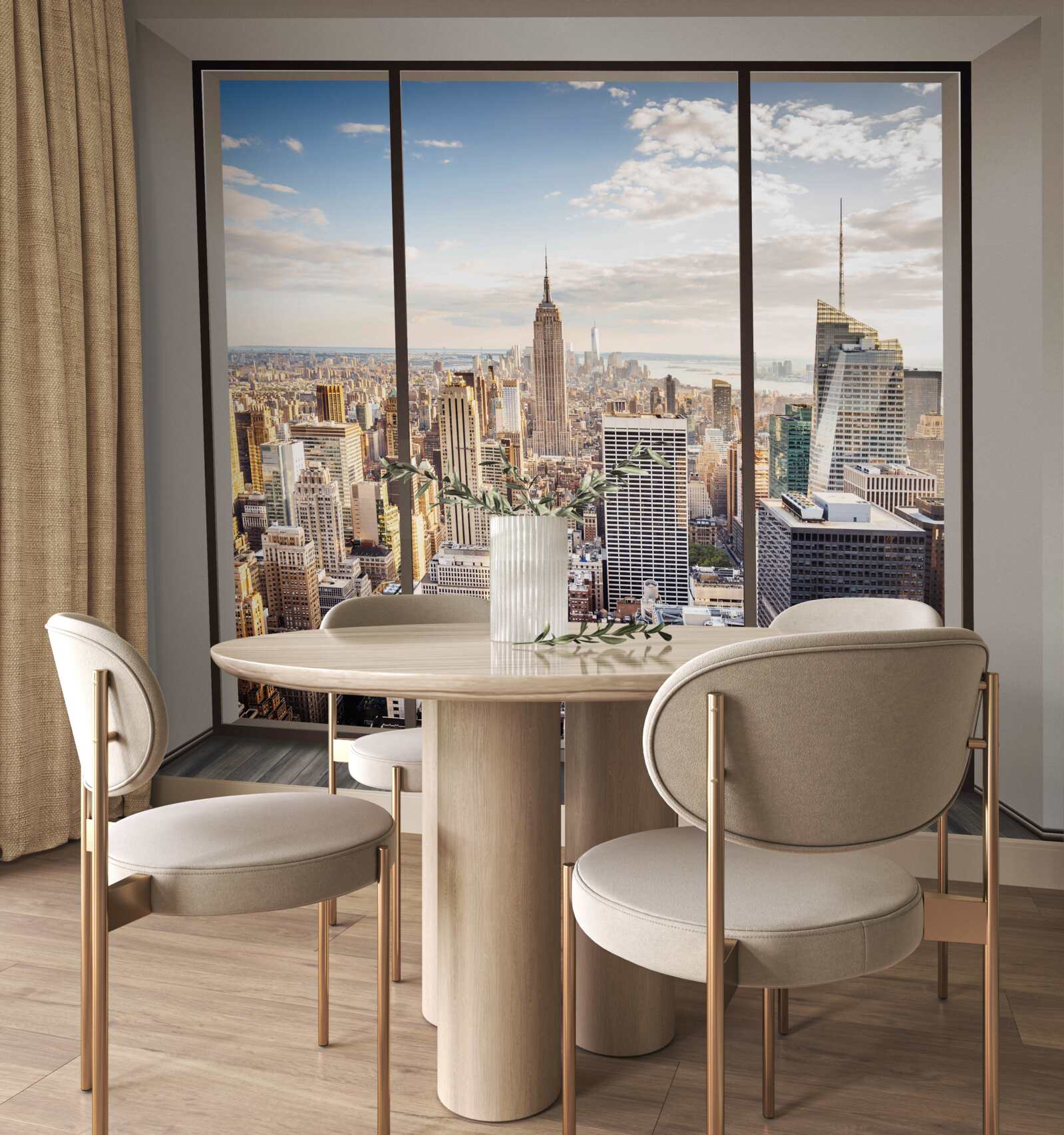 Papier peint vue de la fenetre de new york le matin