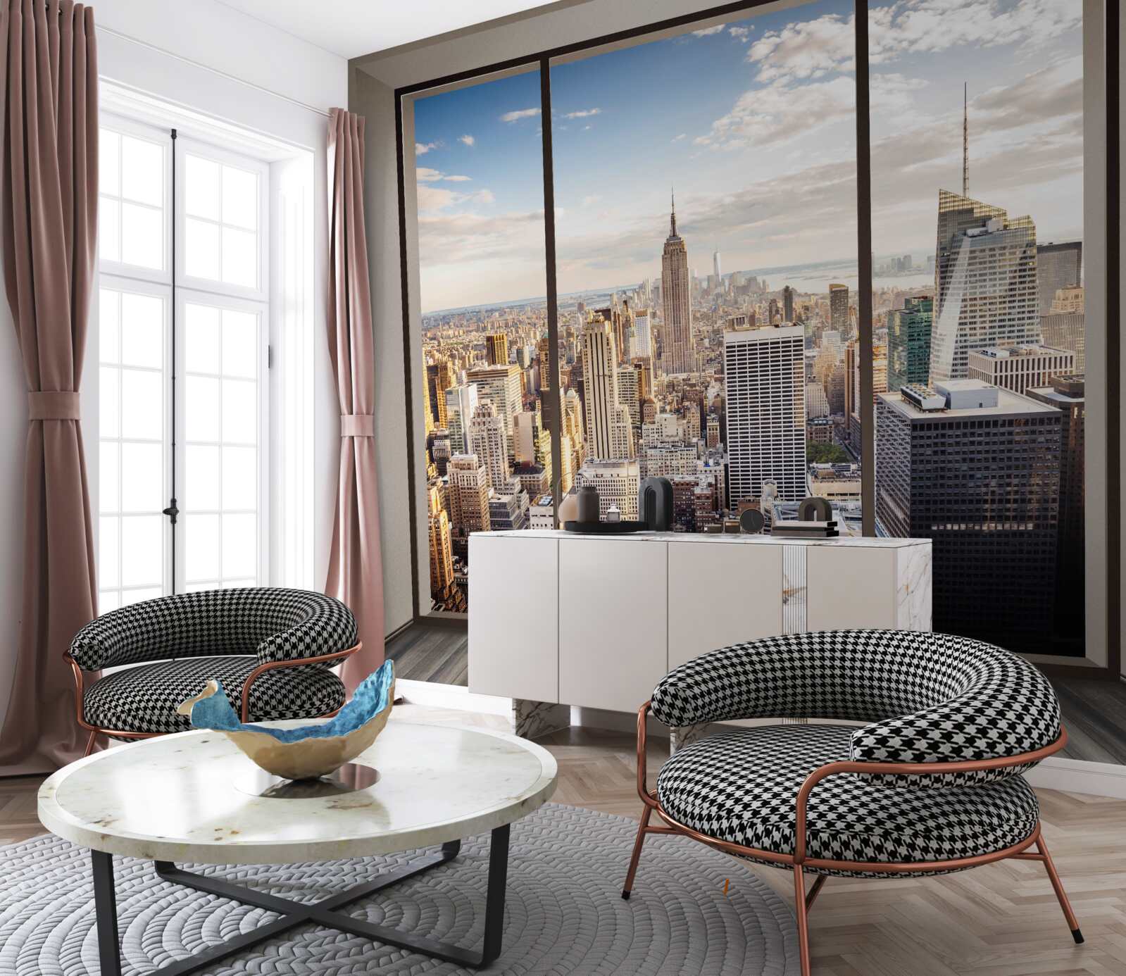 Papier peint vue de la fenetre de new york le matin