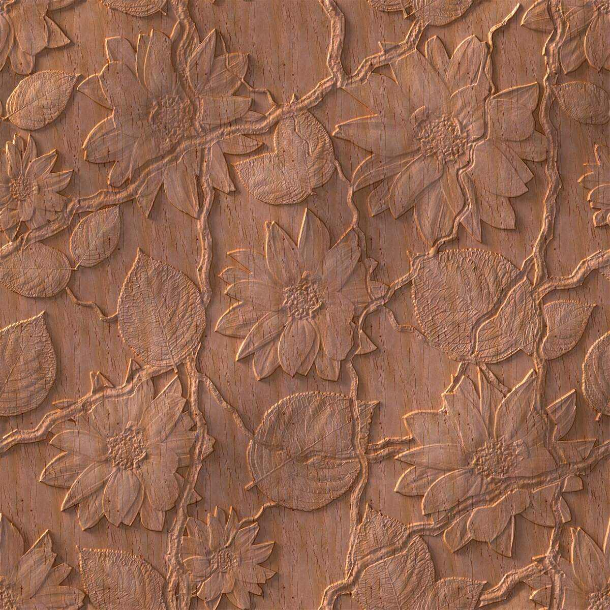 Papier peint plâtre avec fleurs, en bois brut