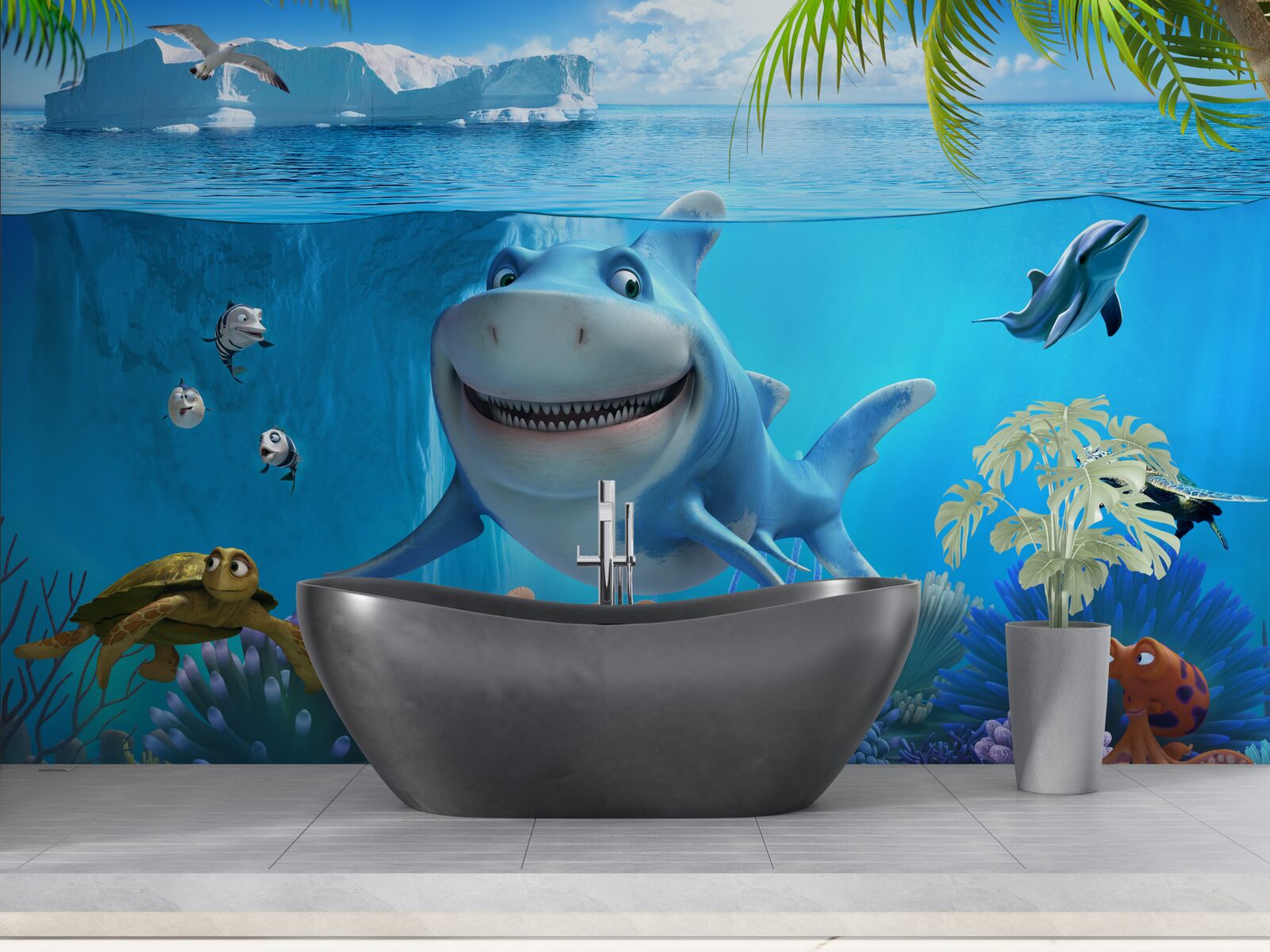 Papier peint habitants animés du monde sous-marin