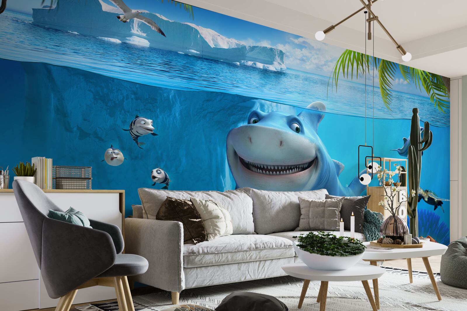 Papier peint habitants animés du monde sous-marin