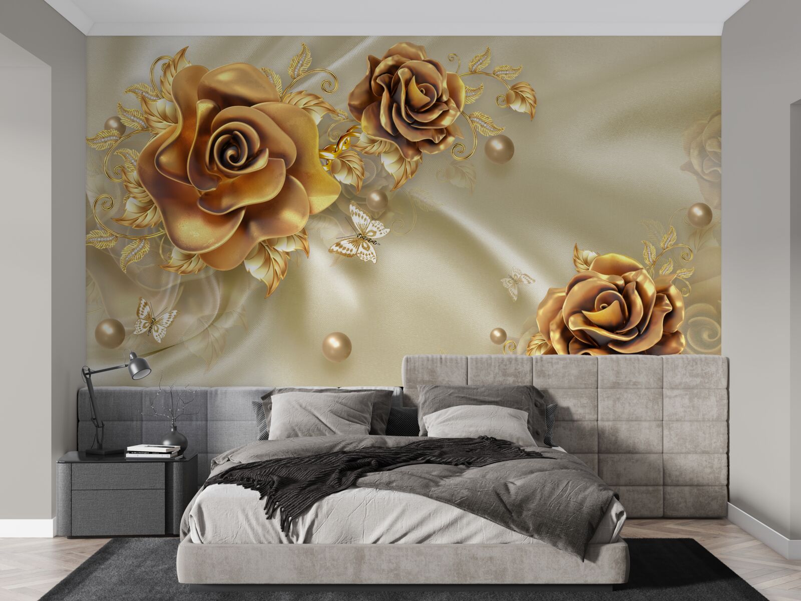 Papier peint roses marron foncé