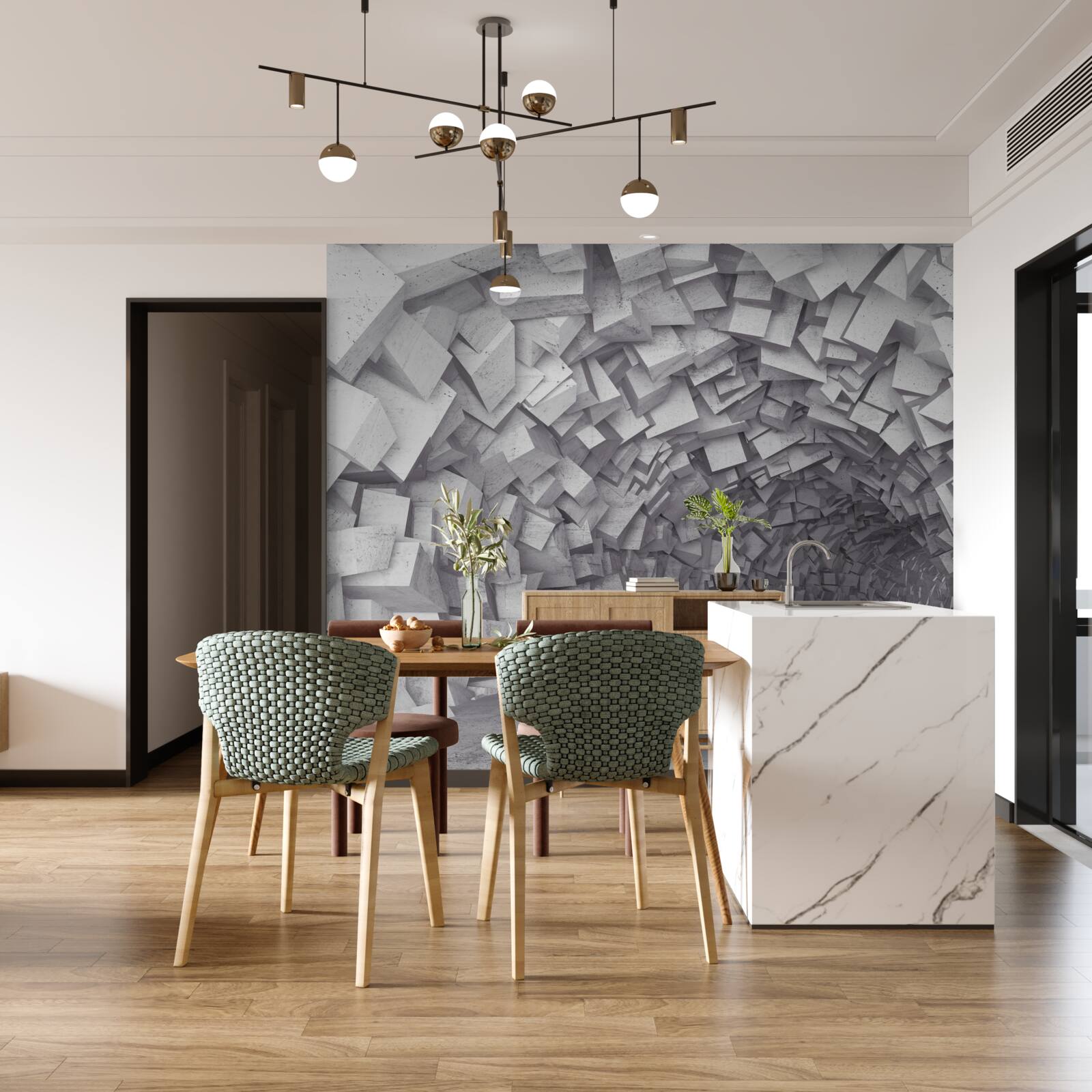 Papier peint Les formes en 3D forment un tunnel