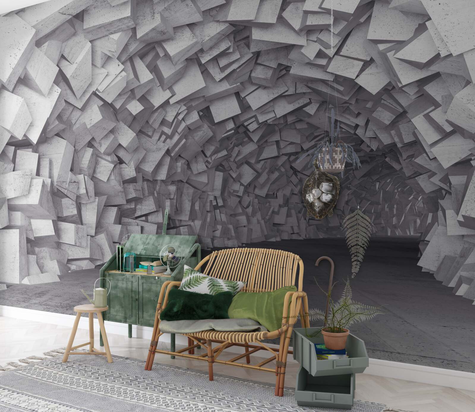 Papier peint Les formes en 3D forment un tunnel