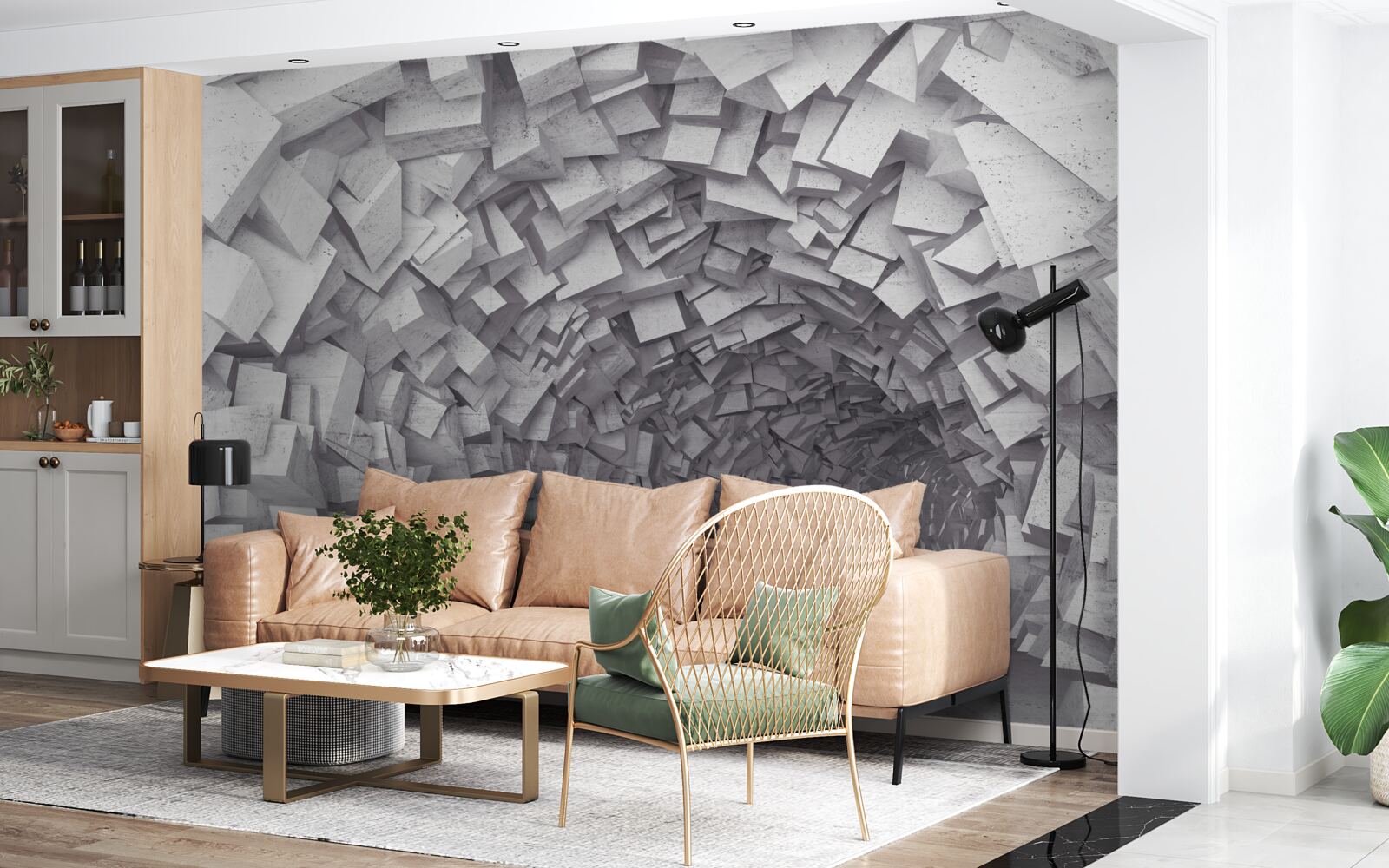 Papier peint Les formes en 3D forment un tunnel