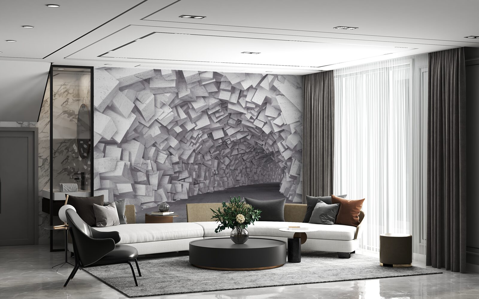 Papier peint Les formes en 3D forment un tunnel