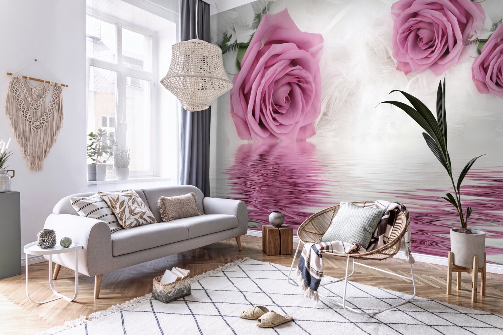 Papier peint roses lilas dans l'élément liquide