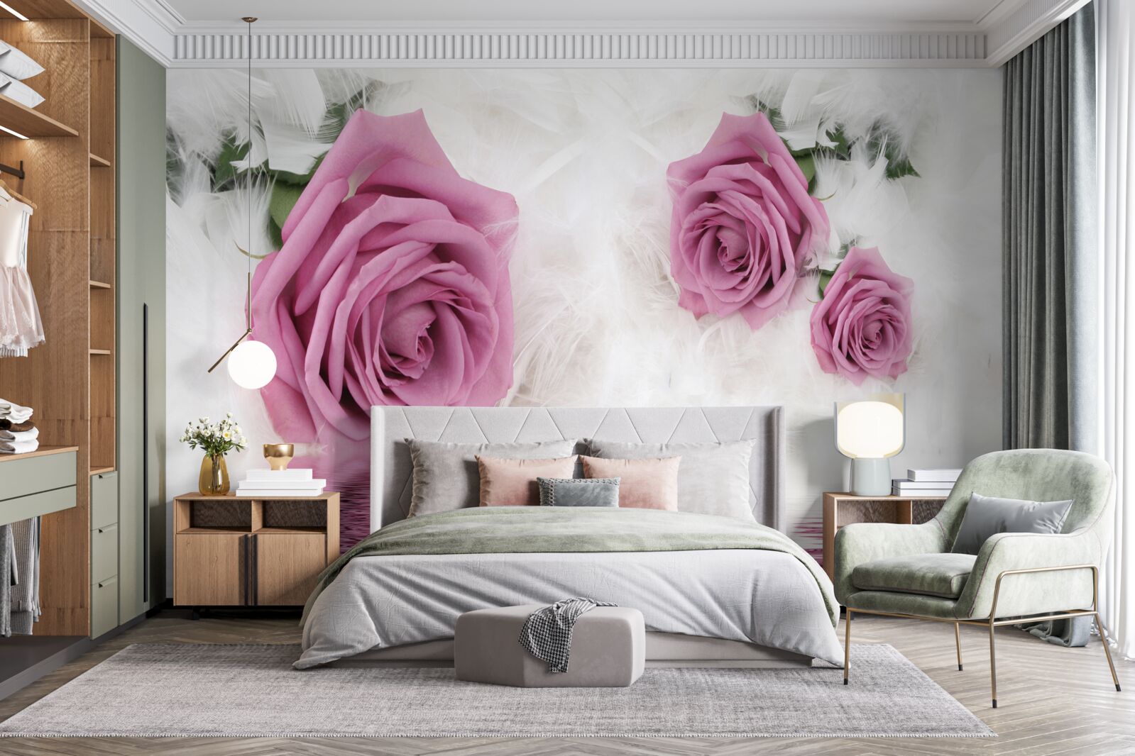 Papier peint roses lilas dans l'élément liquide