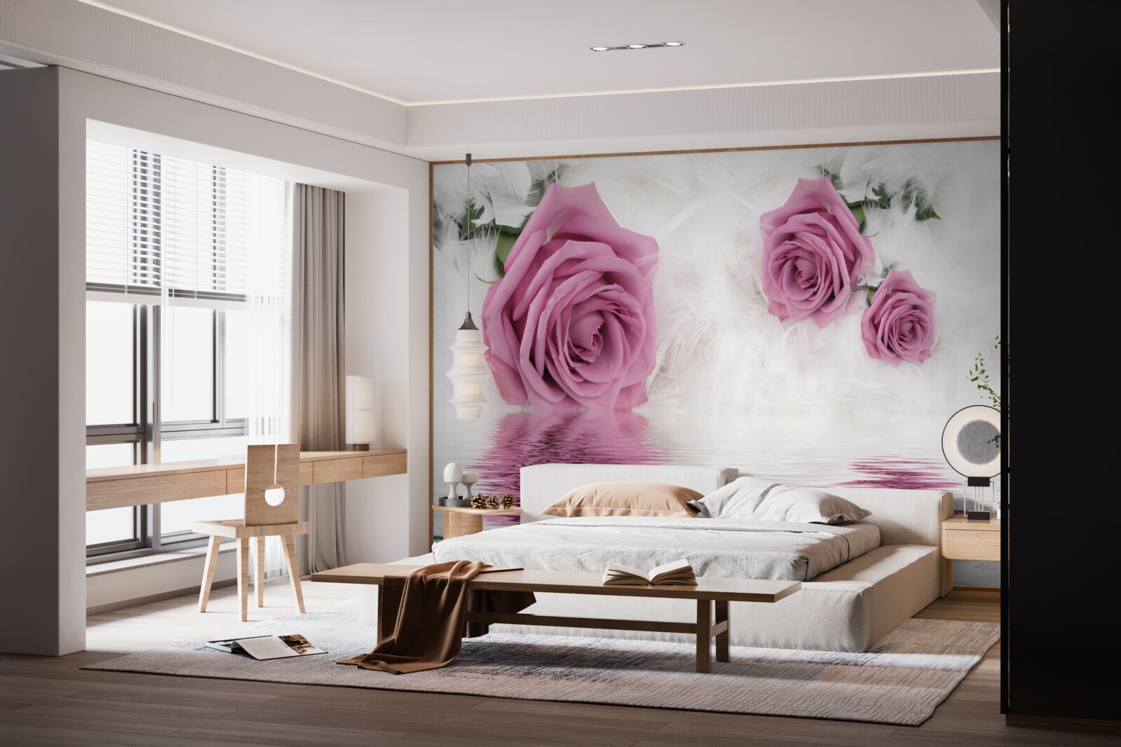 Papier peint roses lilas dans l'élément liquide