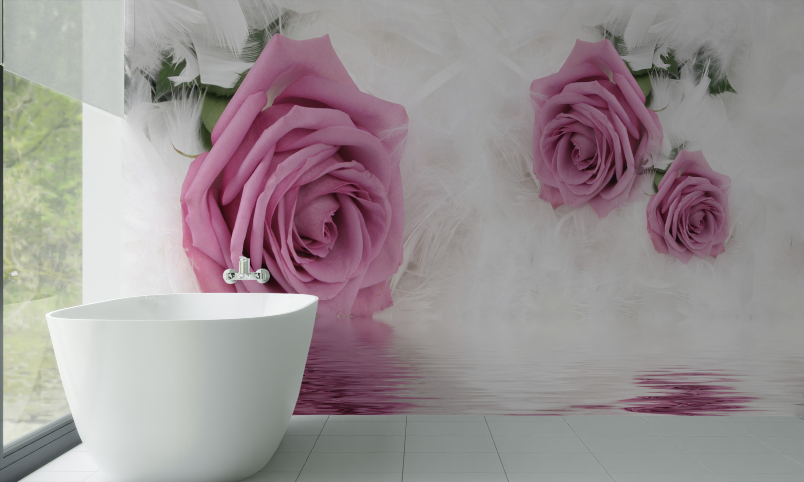 Papier peint roses lilas dans l'élément liquide