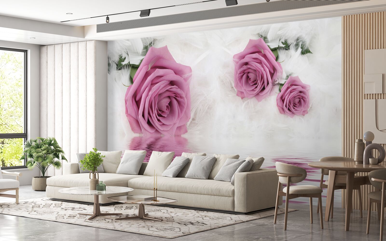 Papier peint roses lilas dans l'élément liquide