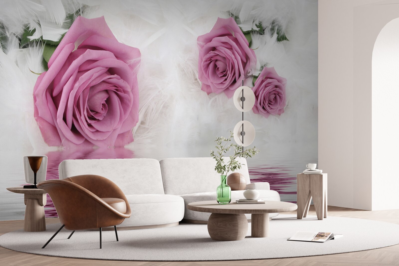 Papier peint roses lilas dans l'élément liquide