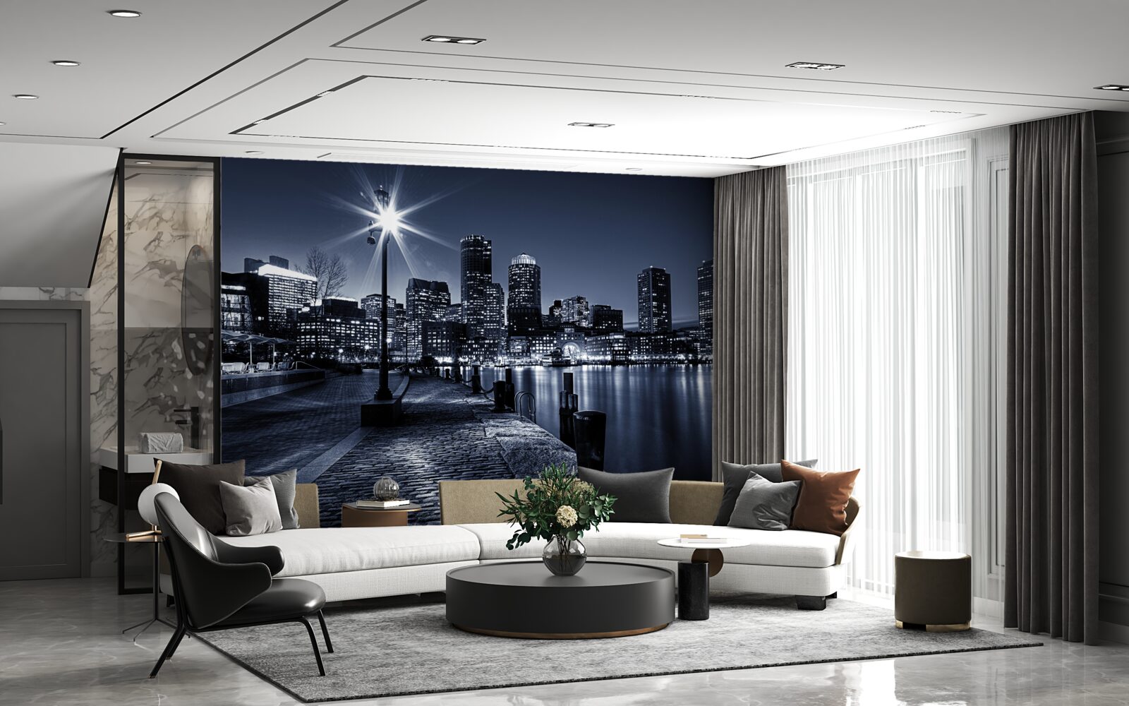 Papier peint le front de mer de la ville est désert