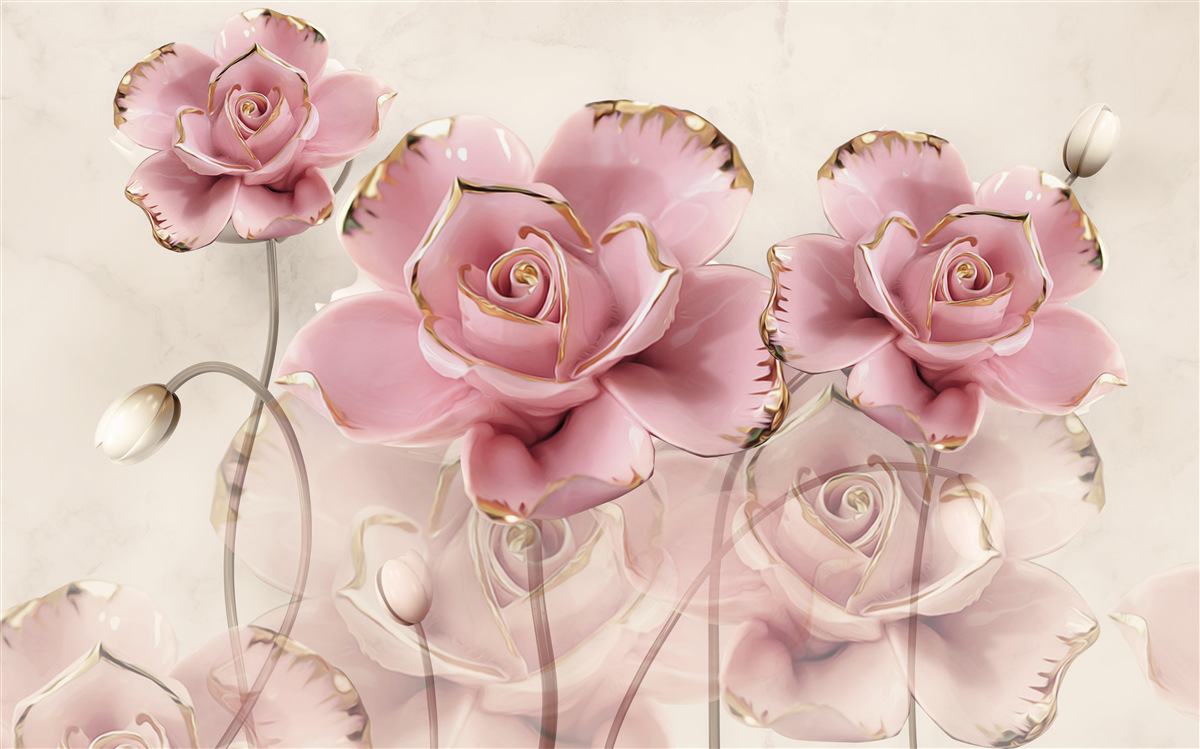 Papier peint rose élégante aux joues délicates