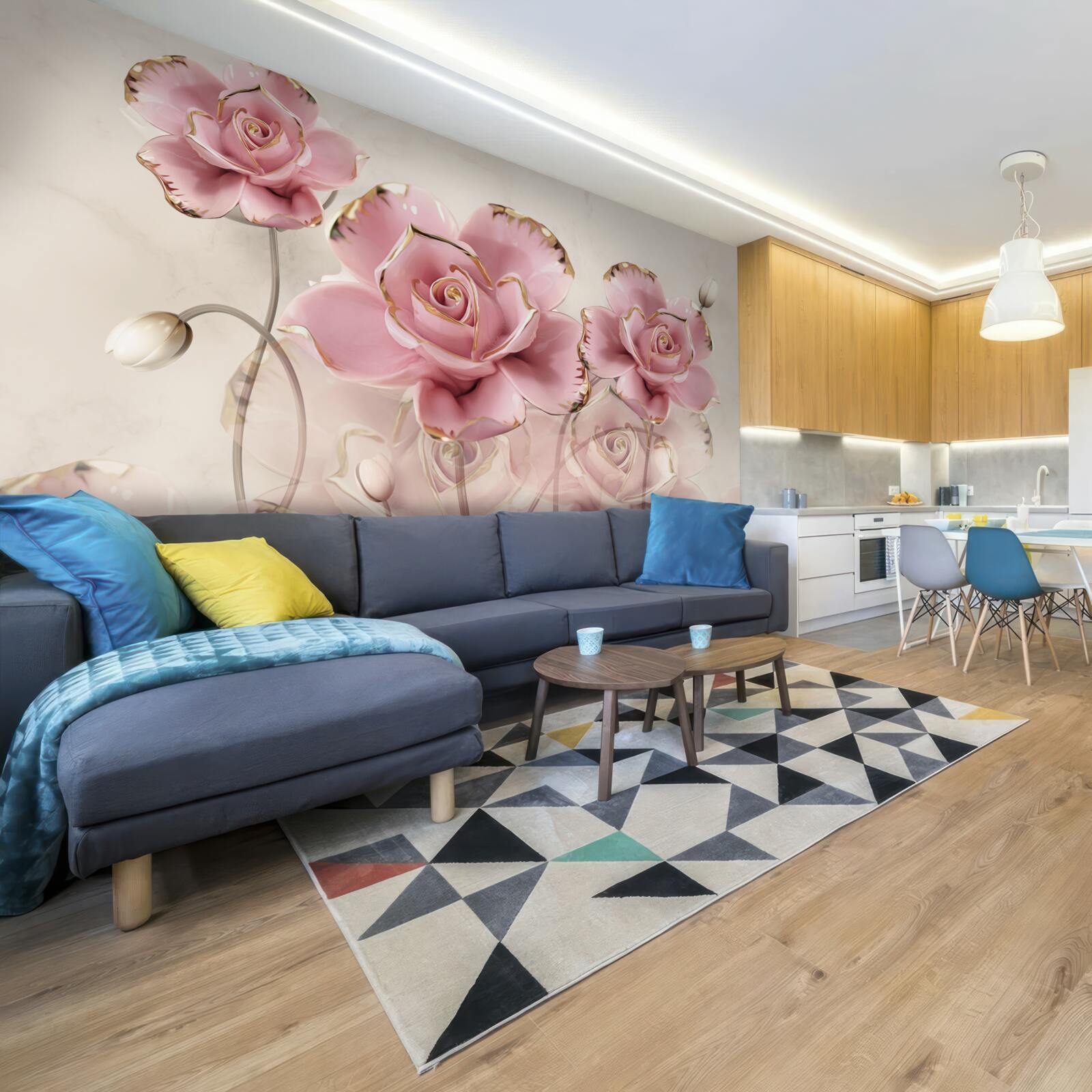 Papier peint rose élégante aux joues délicates