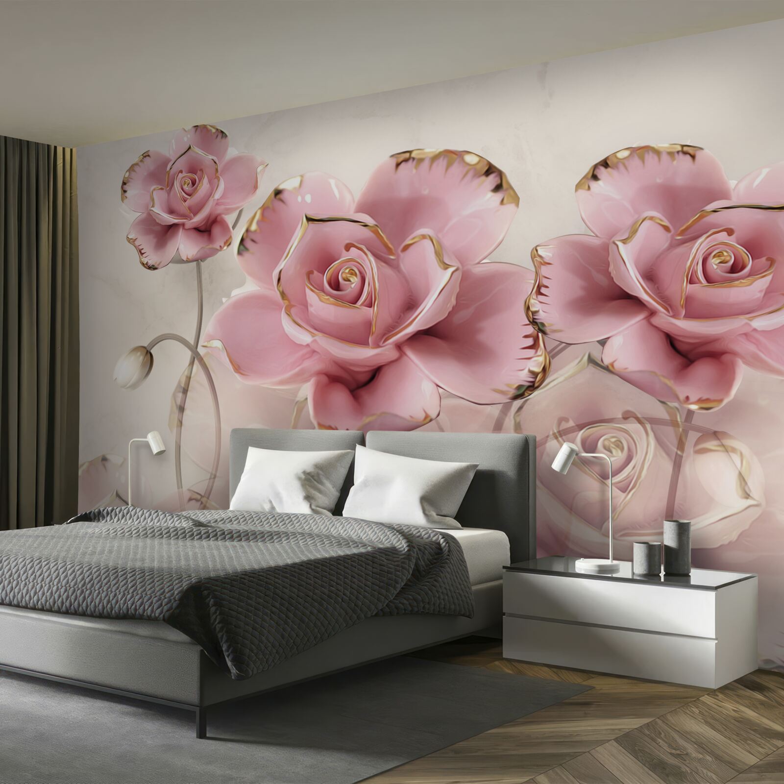 Papier peint rose élégante aux joues délicates