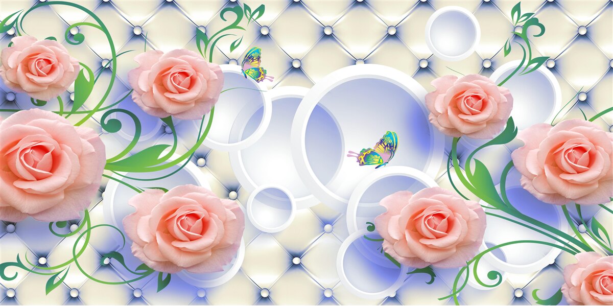 Papier peint les bourgeons des roses thé fleurissent sur les branches