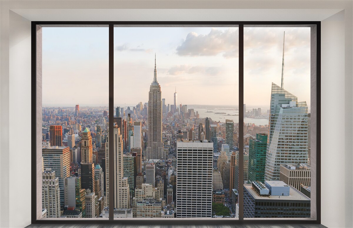 Papier peint panorama du centre de new york depuis la fenêtre