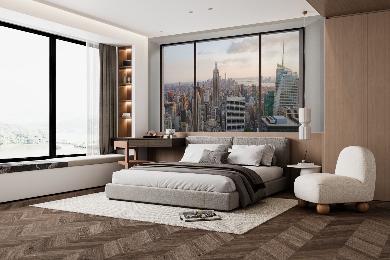 Papier peint panorama du centre de new york depuis la fenêtre