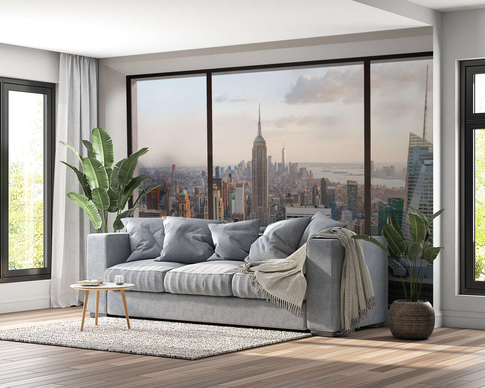 Papier peint panorama du centre de new york depuis la fenêtre