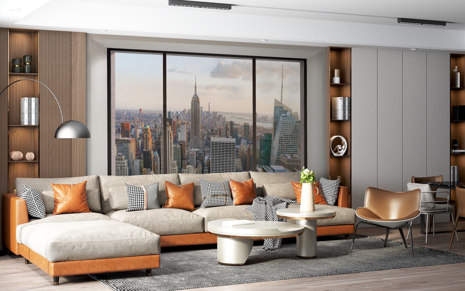 Papier peint panorama du centre de new york depuis la fenêtre