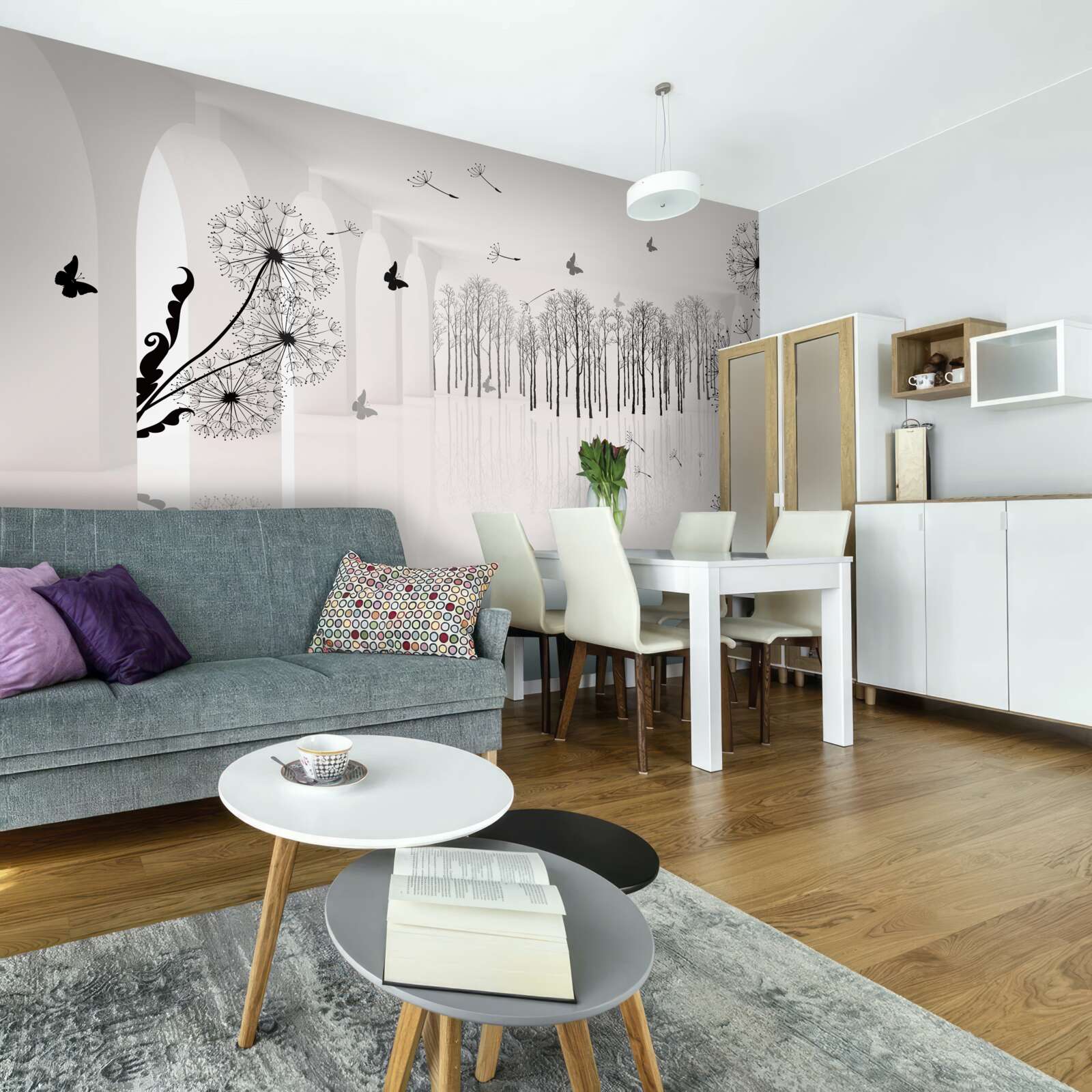 Papier peint la perspective de pissenlits dans le tunnel