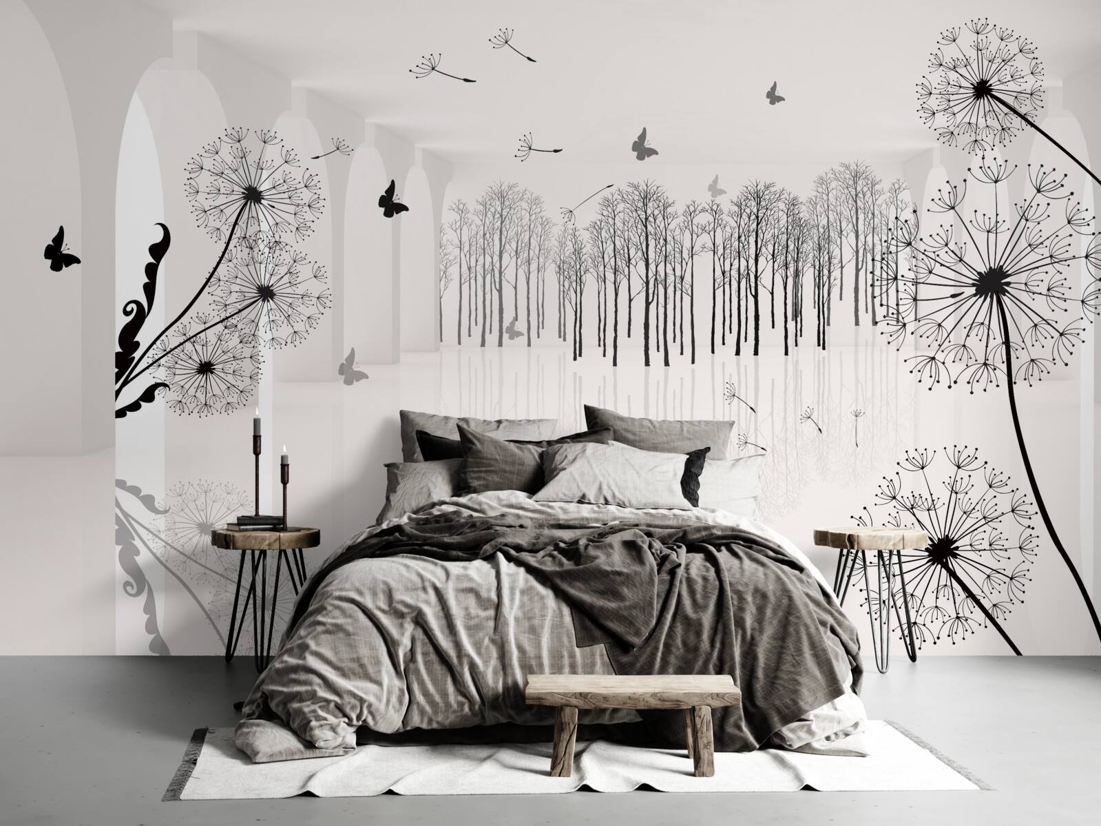 Papier peint la perspective de pissenlits dans le tunnel