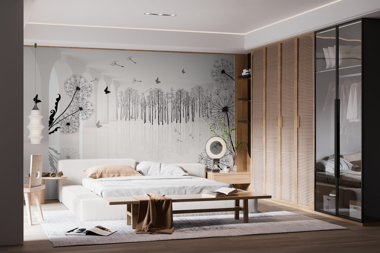 Papier peint la perspective de pissenlits dans le tunnel