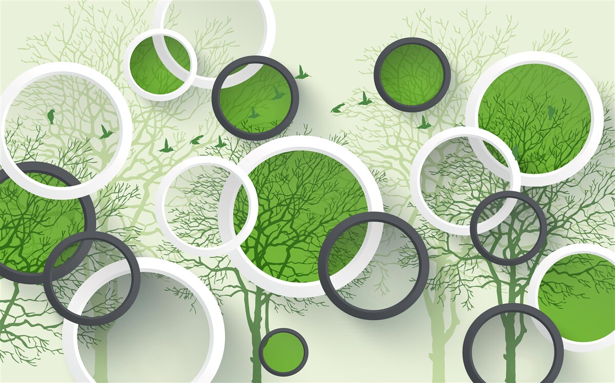 Papier peint les roues sont peintes à la couleur des arbres