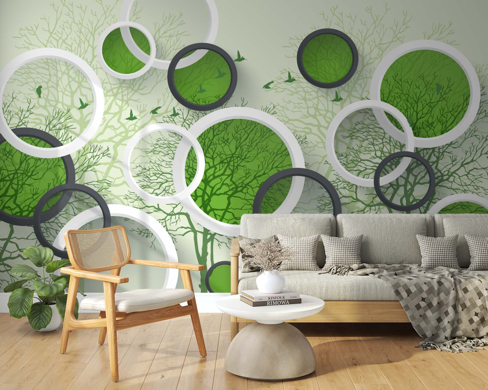Papier peint les roues sont peintes à la couleur des arbres