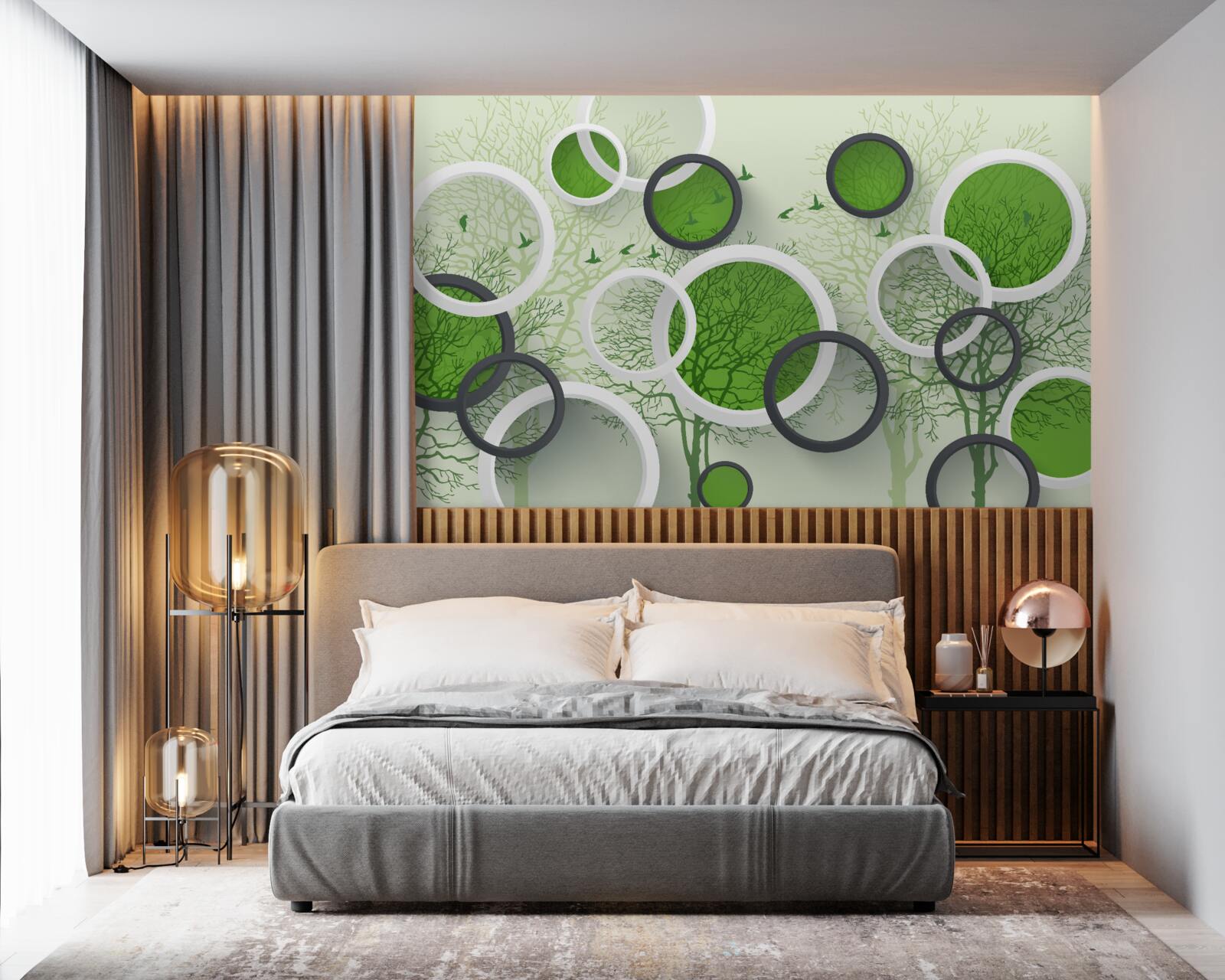 Papier peint les roues sont peintes à la couleur des arbres