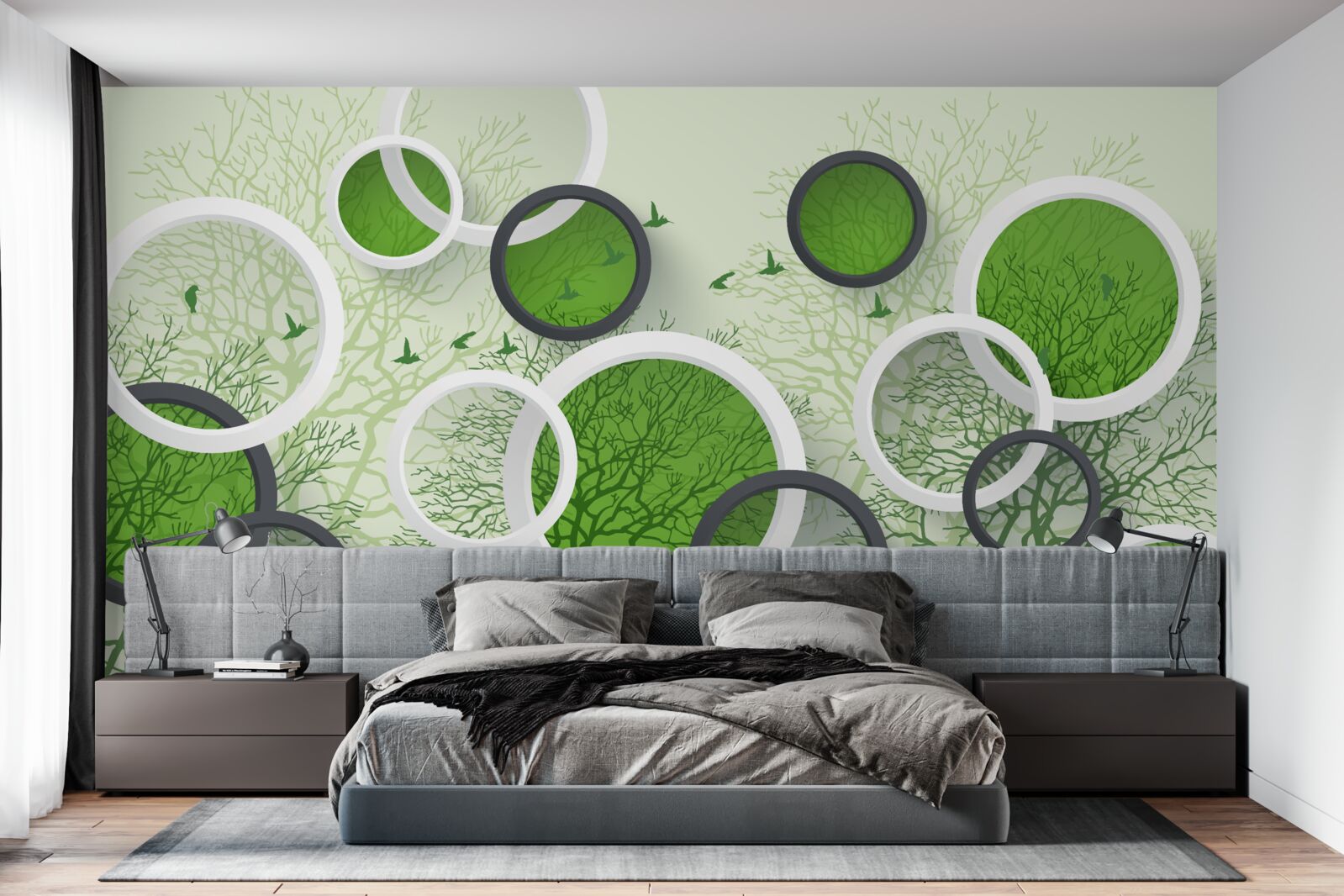 Papier peint les roues sont peintes à la couleur des arbres
