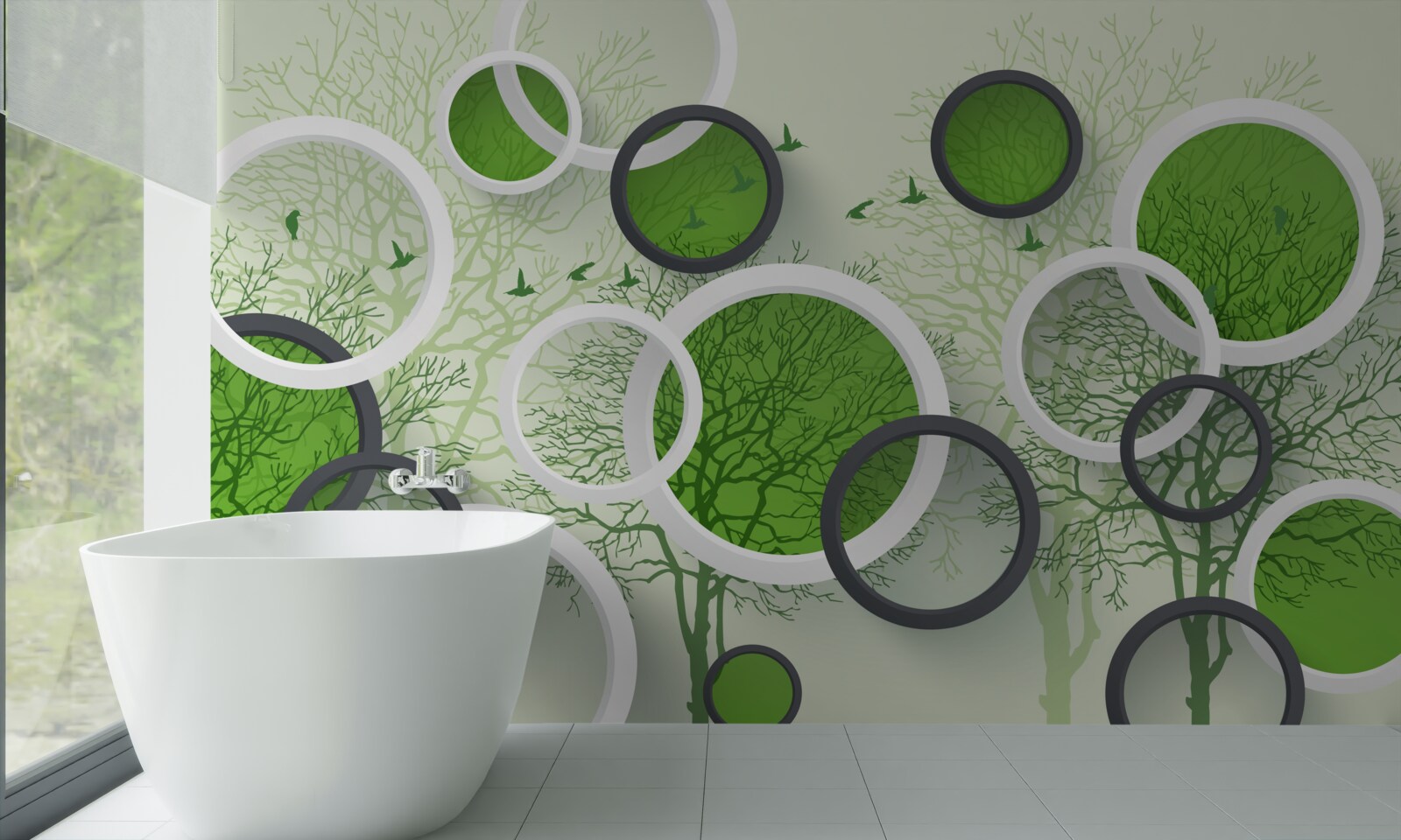 Papier peint les roues sont peintes à la couleur des arbres