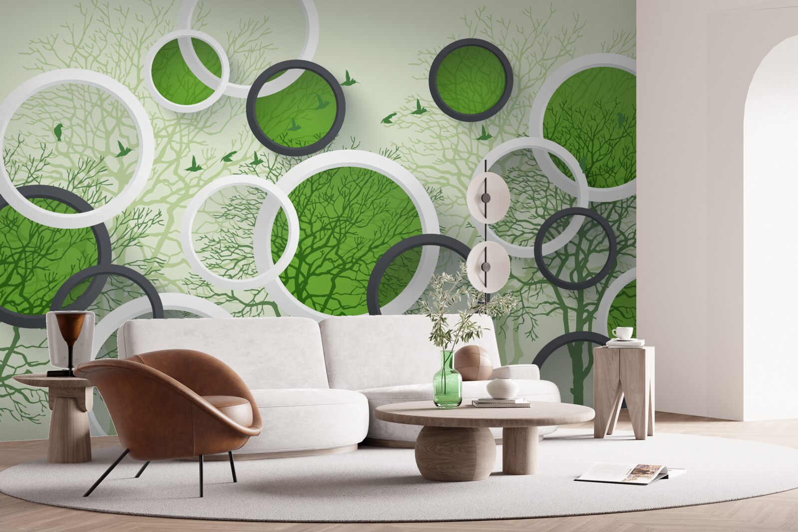 Papier peint les roues sont peintes à la couleur des arbres