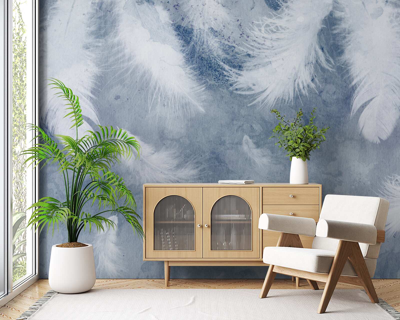 Papier peint plumes souples et lâches