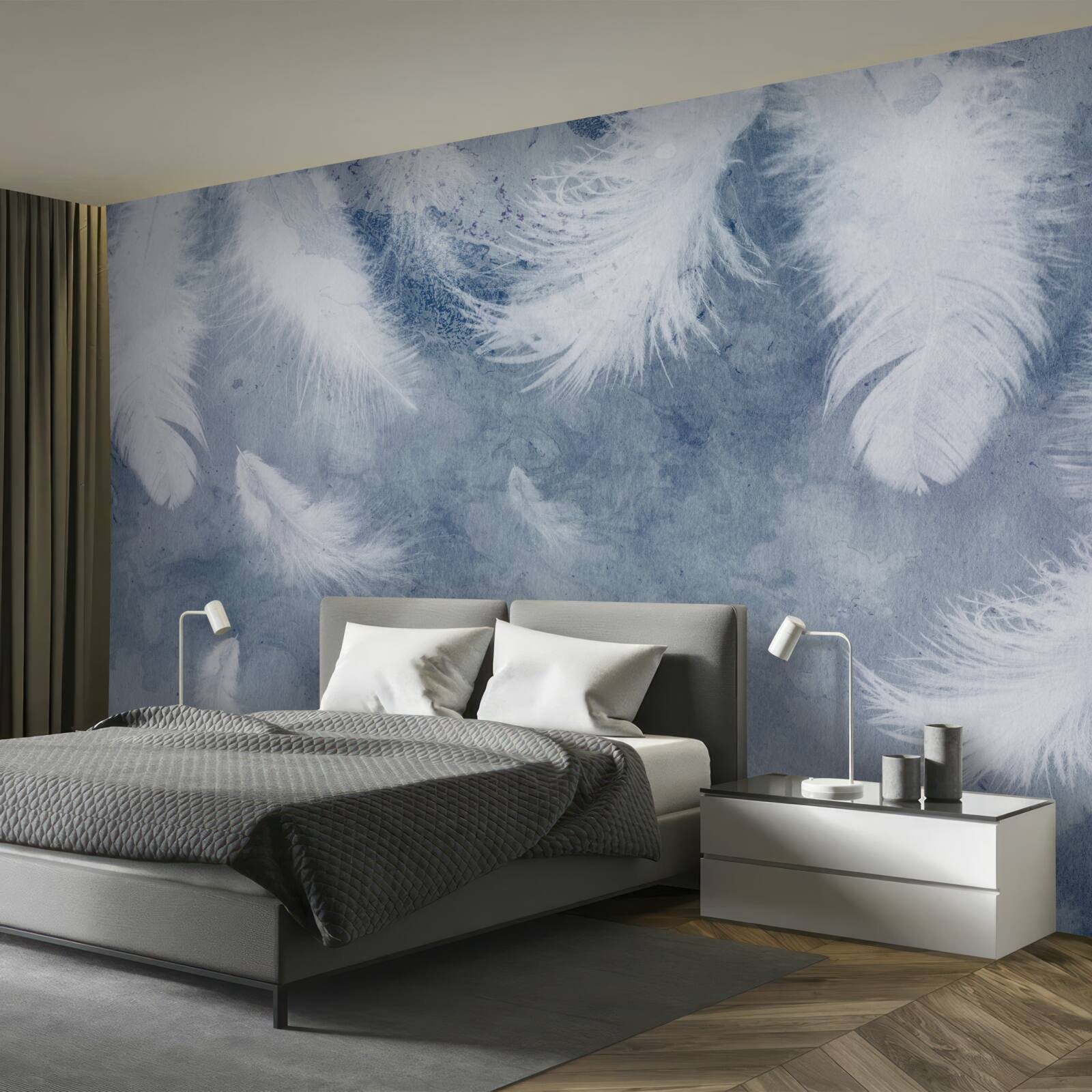 Papier peint plumes souples et lâches