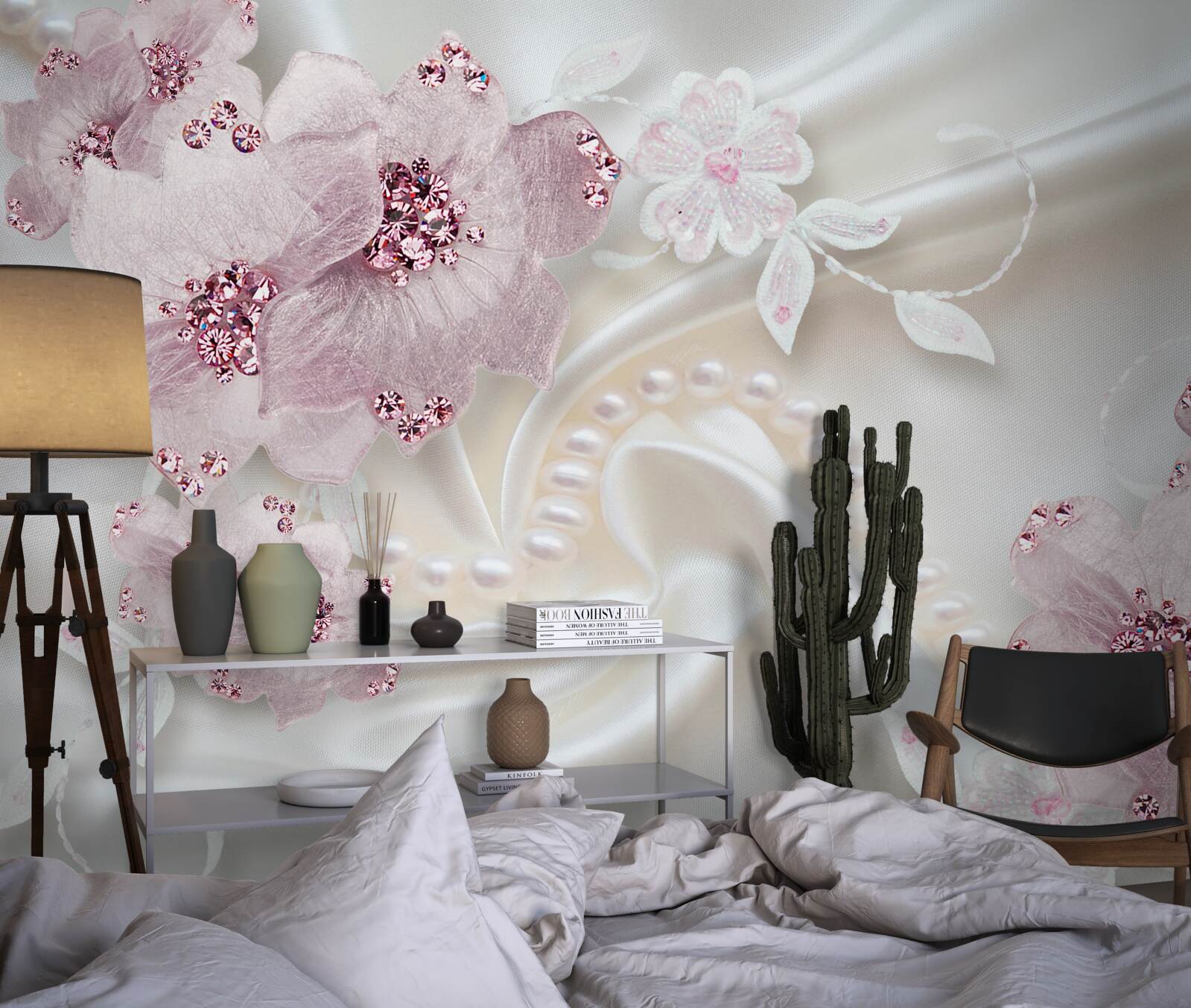 Papier peint molleton textile violet sur soie