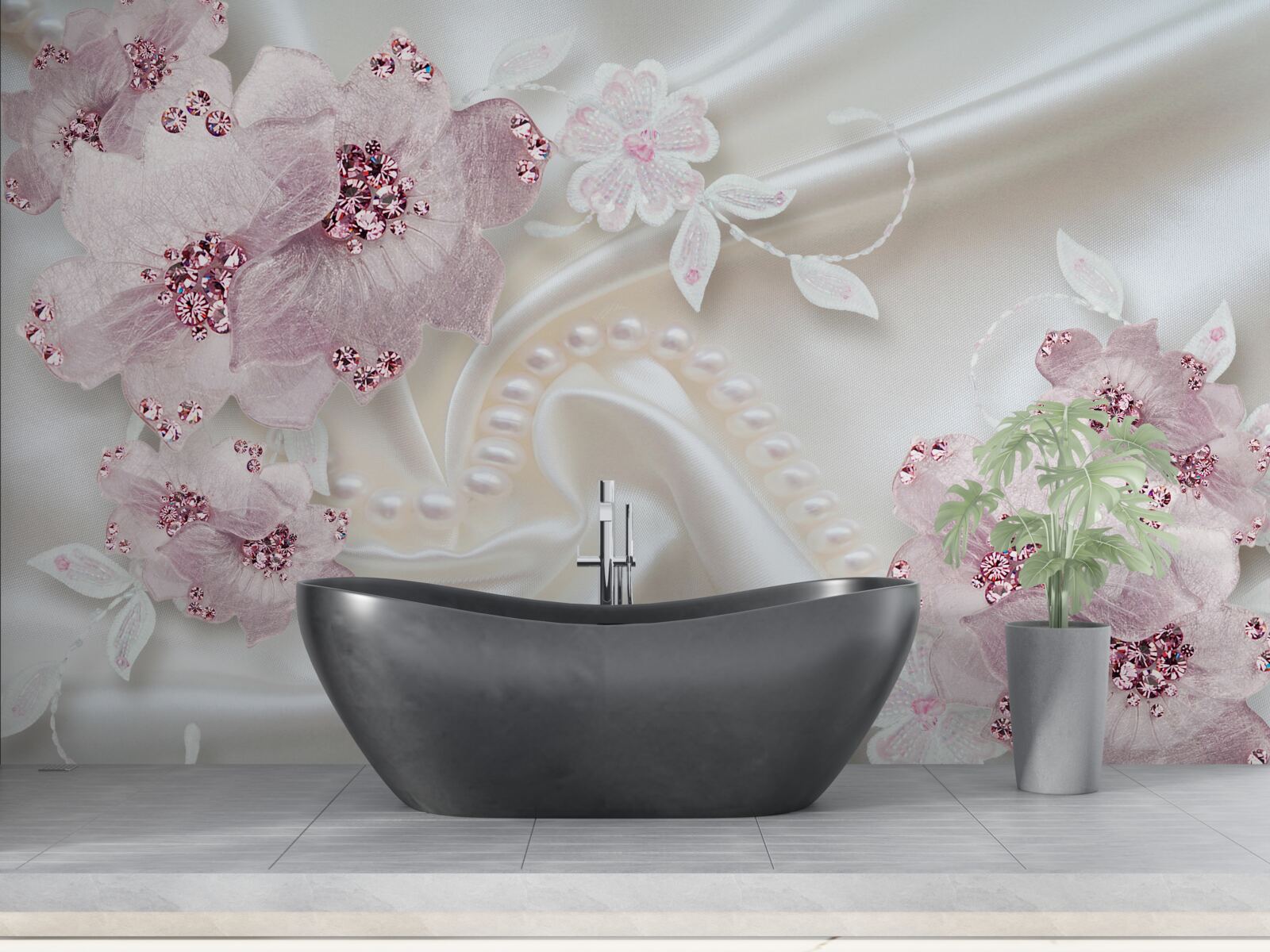 Papier peint molleton textile violet sur soie