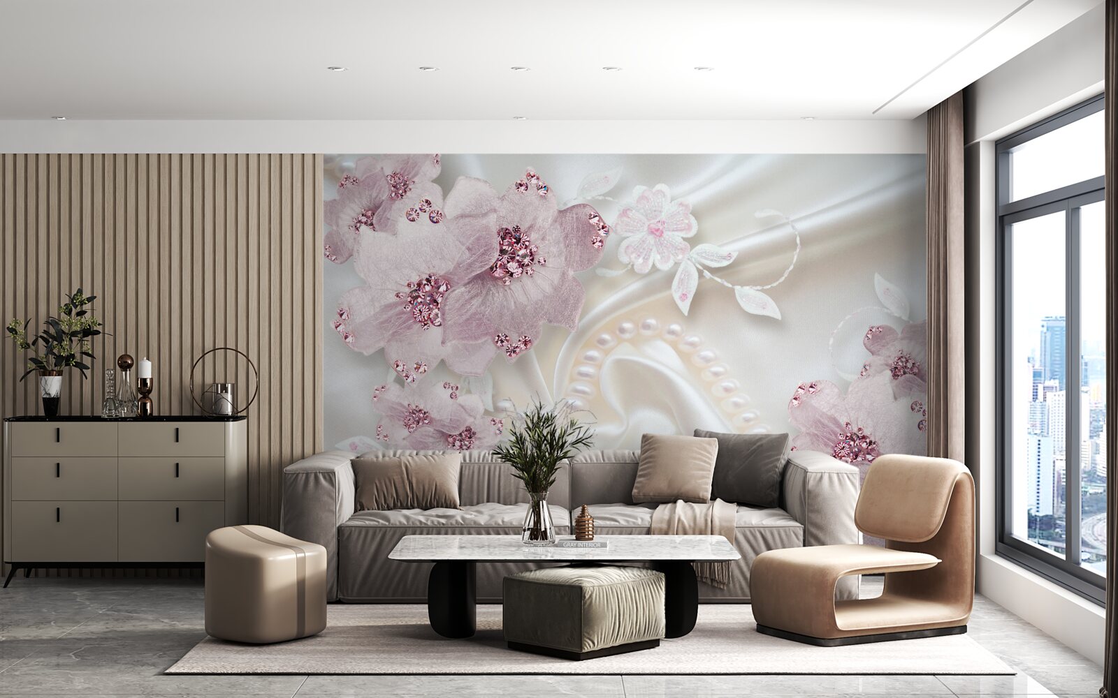 Papier peint molleton textile violet sur soie