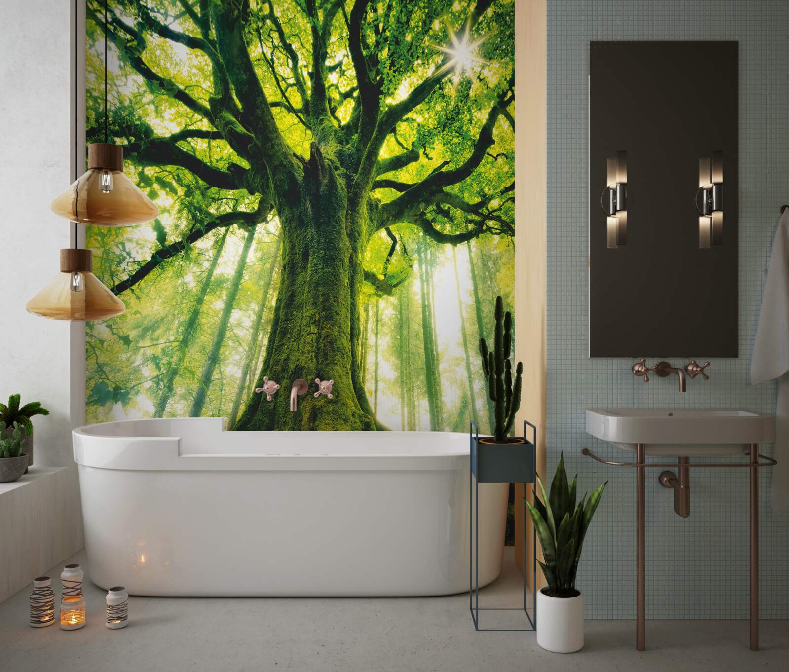 Papier peint arbre de vie dans la forêt du matin