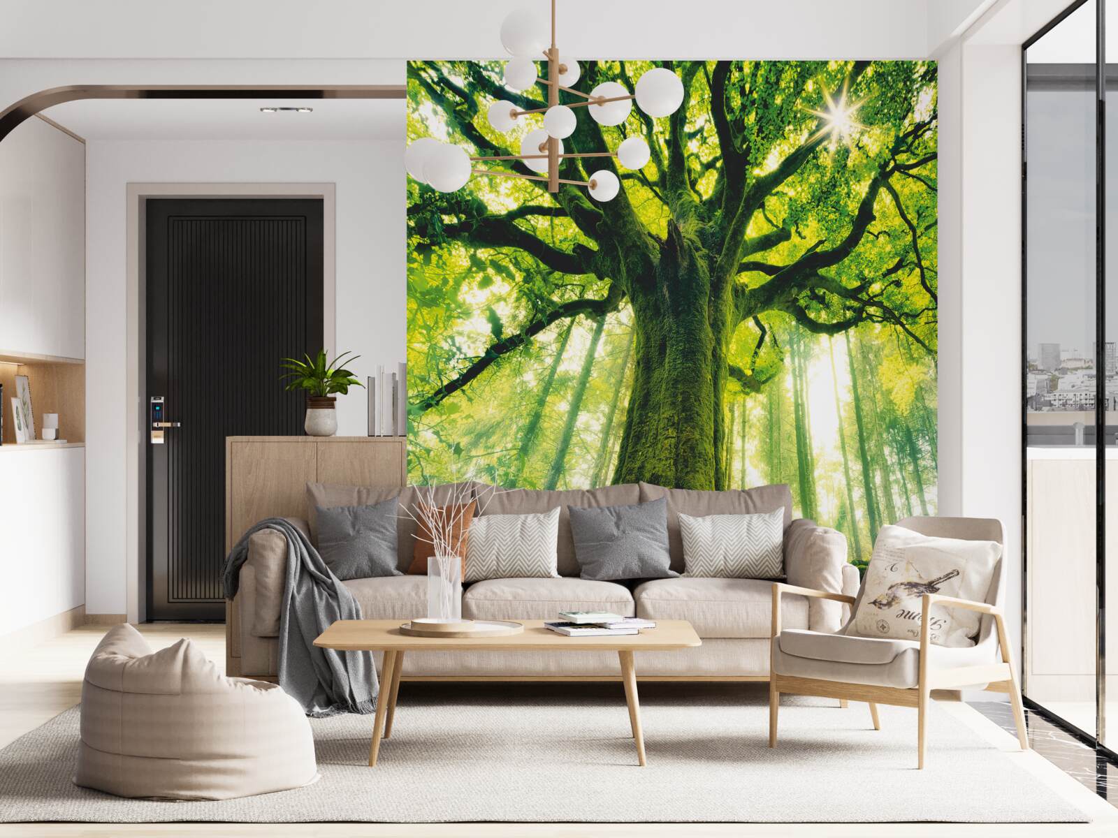 Papier peint arbre de vie dans la forêt du matin