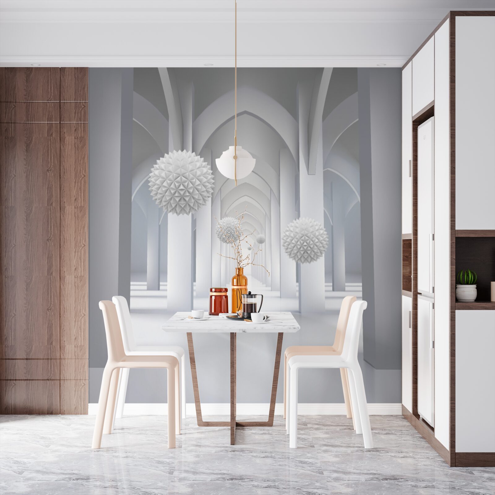 Papier peint colonnes gothiques abstraites