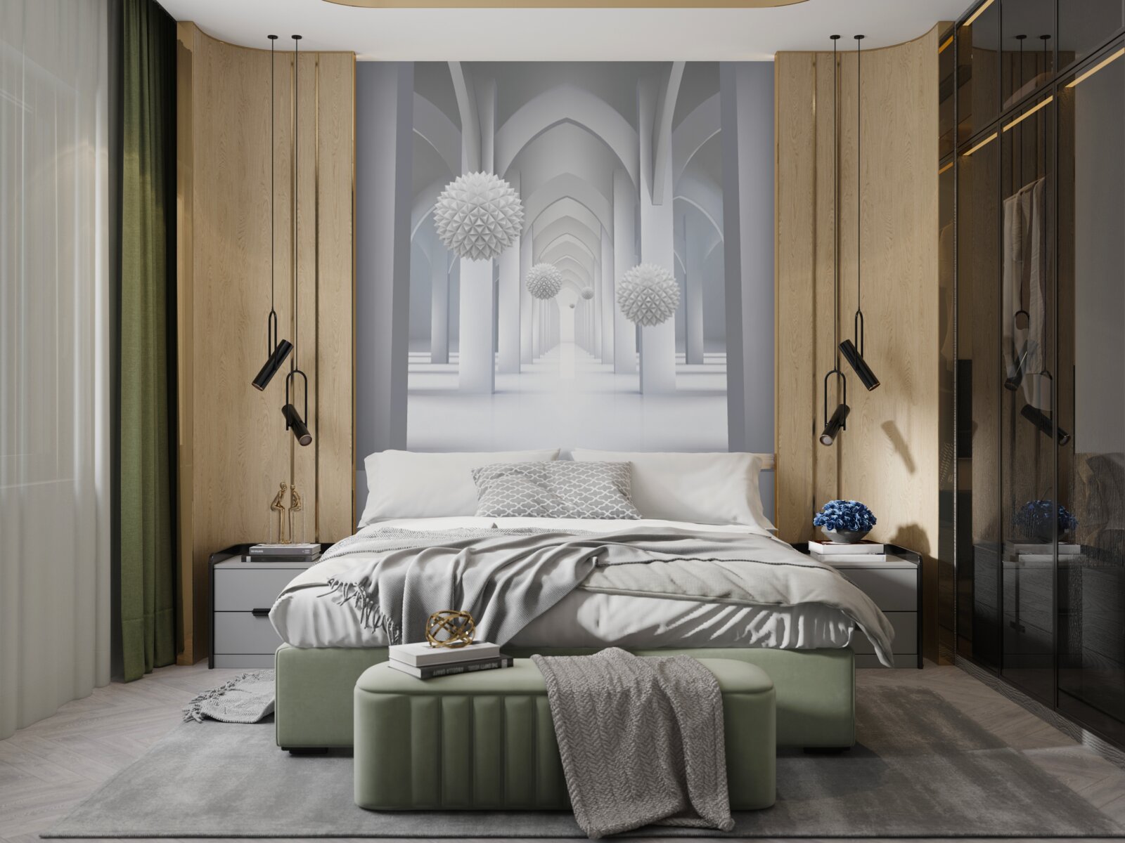 Papier peint colonnes gothiques abstraites