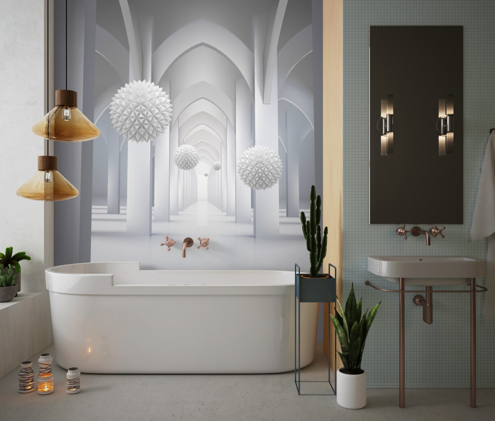 Papier peint colonnes gothiques abstraites