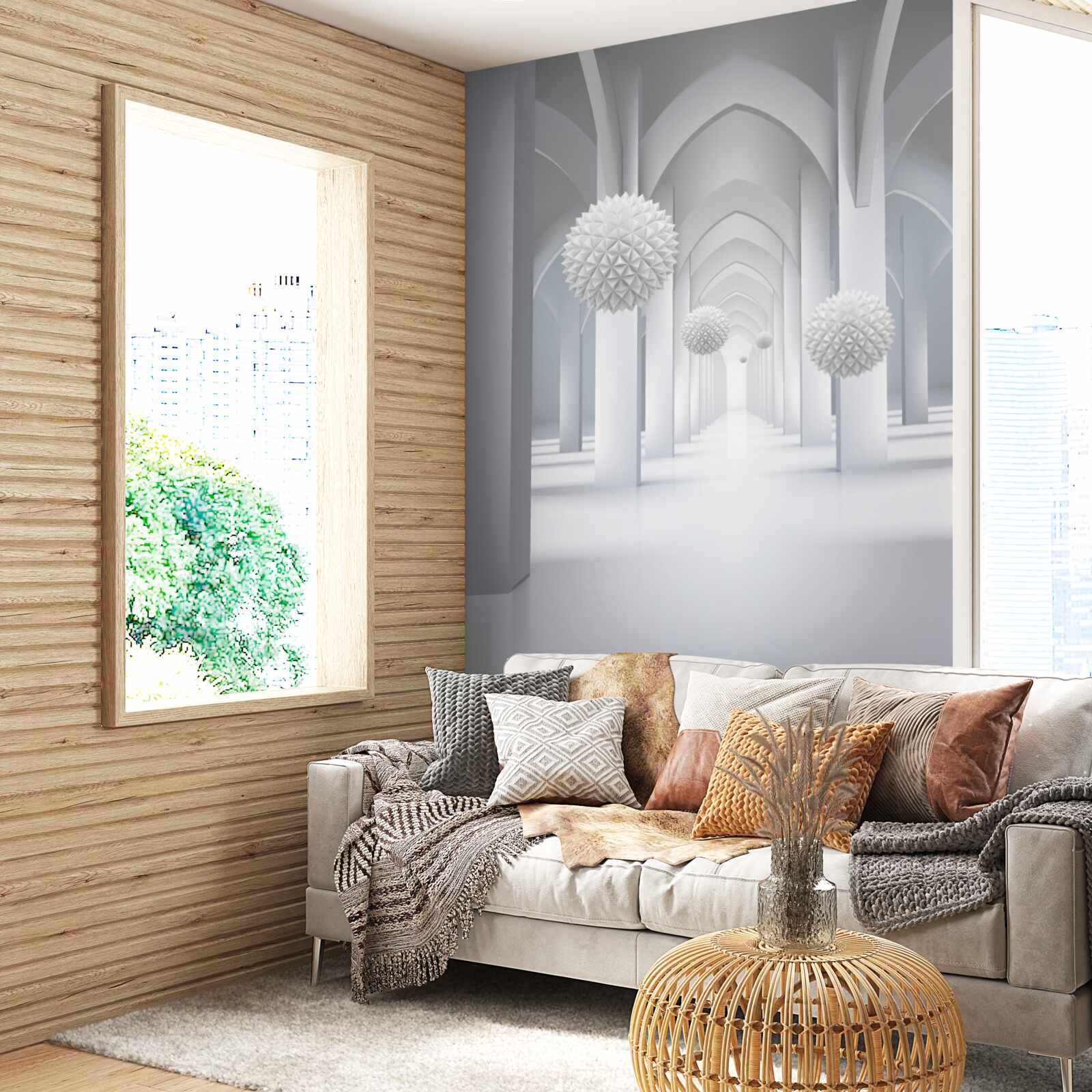 Papier peint colonnes gothiques abstraites