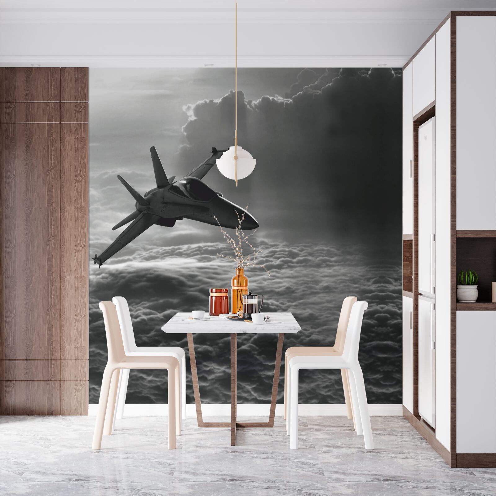 Papier peint avion de chasse parmi les nuages