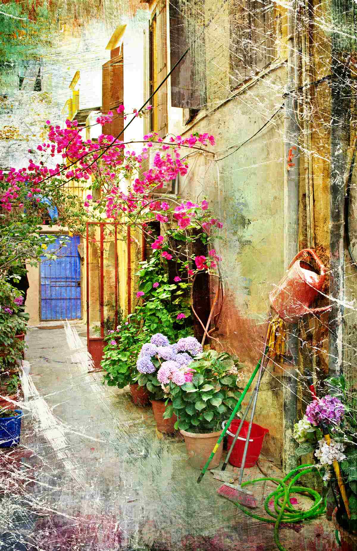 Papier peint cour confortable pour les hôtes