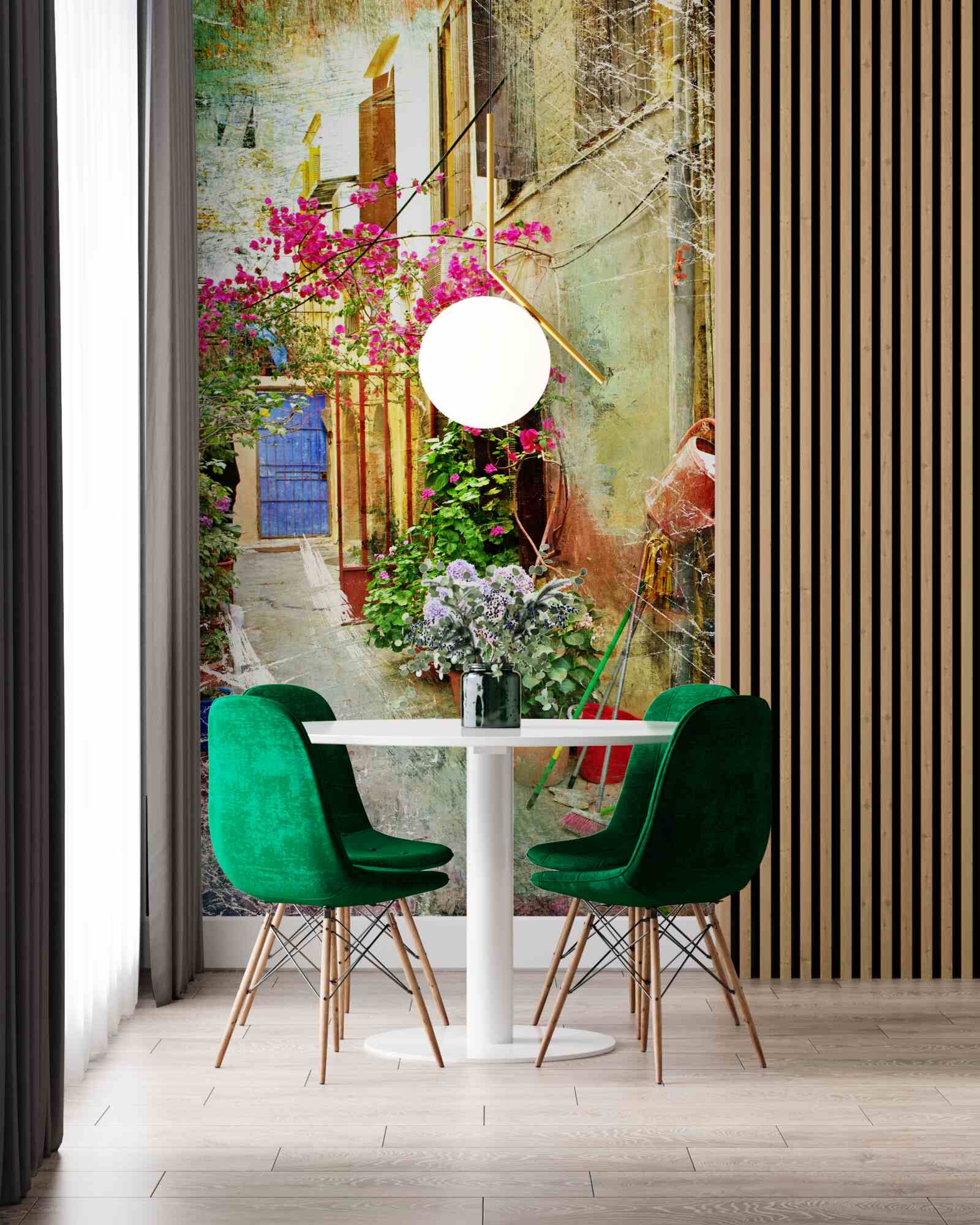 Papier peint cour confortable pour les hôtes